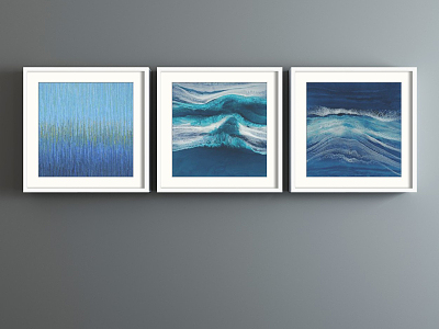 Modern abstract painting blue living room ocean waves decorative painting model