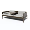 Elegant Traditional Luohan Bed With Dark Wooden Frame Light Gray Cushions And Small Center Table