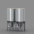 Industrial Equipment Large Silver Metal Storage Tanks with Steel Support Structures