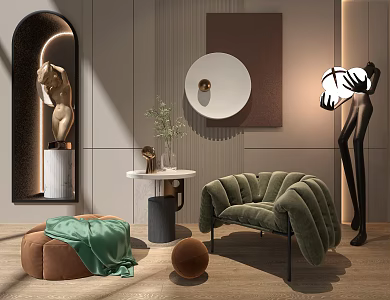 Fabric sofa floor lamp crafts ornaments 3d model