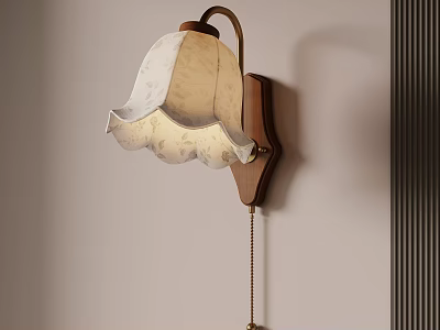 Modern Wall Lamp With Wooden Base And Fabric Lampshade For Home Decoration 3d model