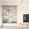Modern White Interior Design With Cat Tree Staircase Shelves And Cat Bed