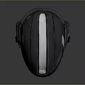 Sleek Futuristic Gray Helmet With White Stripe Transparent Visor And Mechanical Parts