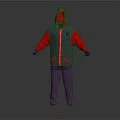 Hooded Tracksuit Set with Gray Body Red Sleeves and Zip Pockets
