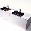 Sleek Modern Bar Counter With Marble Top Double Sinks And Cabinet Design