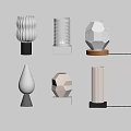 Modern Creative Table Lamps With Geometric Wave And Hexagonal Shapes And Wooden White Black Bases