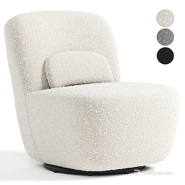 Beige Fluffy Accent Chair With Cushion And Multiple Color Options In Modern Design 3d model 