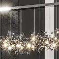 Modern Silver Decorative Chandelier With Bright LED Lights Hanging In Interior Space