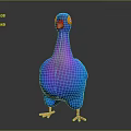 Vibrant Blue Purple Flying Animal 3D Model With Orange Beak And Feet On Dark Background