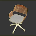 Modern Wooden Chair with Armrest Gray Seat and White Base Design