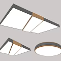 Modern Rectangular and Round Ceiling Lights with Black Frame Gold Accents and White Panels