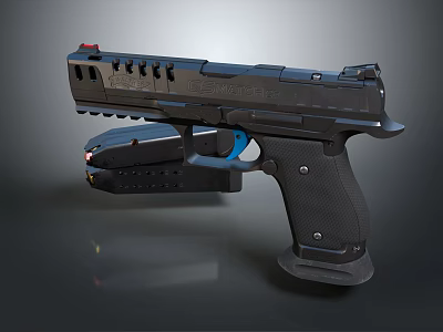 Modern Black Tactical Pistol With Rail System And Textured Grip Design 3d model