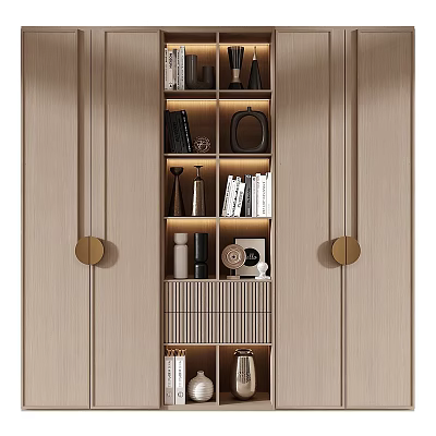 Modern Wardrobe Interior Design With Open Shelves Lighting And Decorative Items 3d model