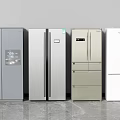 Various Style Refrigerators In Multiple Colors For Modern Kitchen Display Setup 3d model