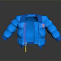 Blue Puffer Jacket With Zipper Closure Pockets And Logo Detail For Daily Winter Use