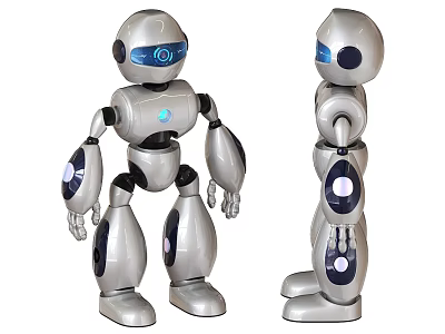 Smart Humanoid Robot With Silver Body Blue Eyes And Modern Design 3d model