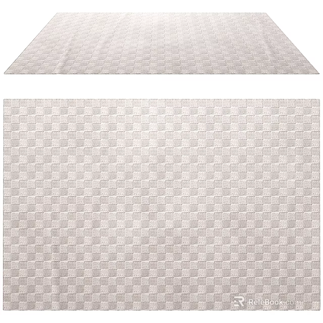 Square Rug With Classic Checkerboard Pattern In Light Beige For Home Interior Decor 3d model