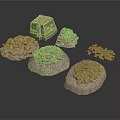 Wood and Stone Natural Textured Pieces With Various Shaped Blocks And Decorative Elements