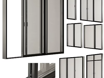 Sleek Casement Window Designs With Black Frames And Multiple Glass Panels 3d model