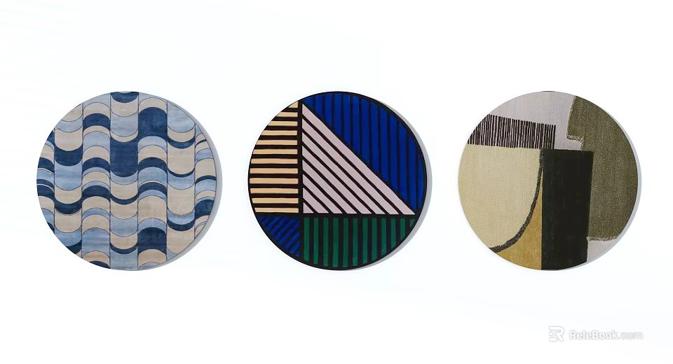 Round Rugs With Geometric Patterns And Various Color Combinations For Interior Decor 3d model