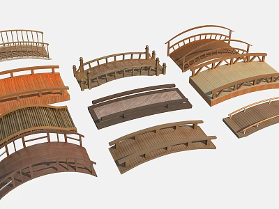 Various Decorative Wooden Garden Bridge Designs With Different Styles And Structures 3d model