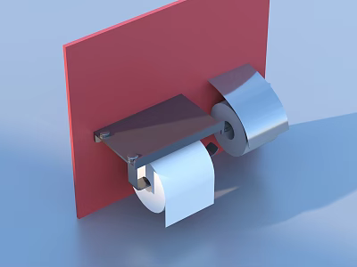 Modern Bathroom Accessories Metal Toilet Paper Holder Mounted On Red Wall With Double Rolls 3d model