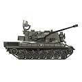 Military Tank with Dual Cannons Top Mounted Equipment Camouflage Finish and Track System