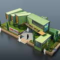 modern container building 3d model