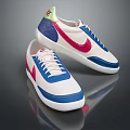 Nike White Blue Pink Sneakers With Green Tongue And Classic Design