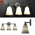 Modern Wall Sconce With Three Glass Shades And Metal Frame Design For Home