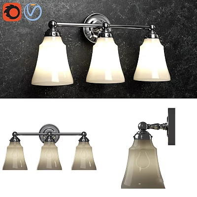 Modern Wall Sconce With Three Glass Shades And Metal Frame Design For Home 3d model