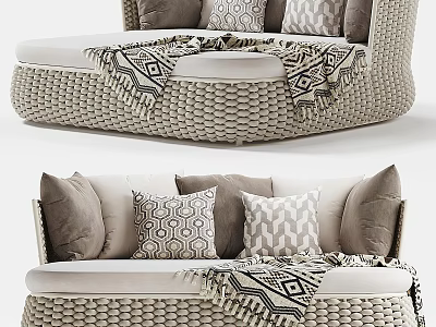 Stylish Outdoor Sofa With Cushions And Throws 3d model