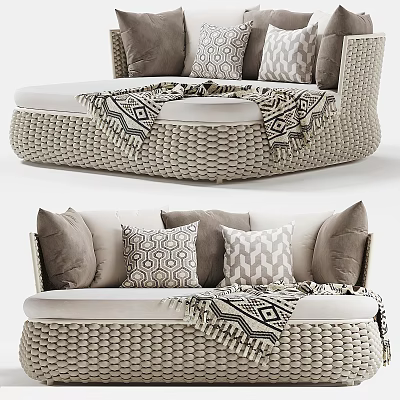 Stylish Outdoor Sofa With Cushions And Throws 3d model
