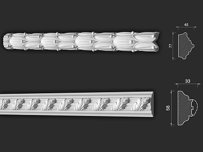 Decorative Gypsum Cornice Designs Featuring Intricate Carved Patterns And Details 3d model