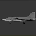Gray Fighter Jet Model With Sharp Nose Cockpit And Landing Gear On Dark Background