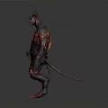 Demon Character 3D Model With Lava Texture Glowing Limbs And Kimono Belt