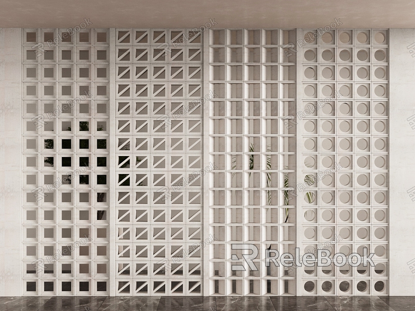 Modern cement brick cement brick partition model