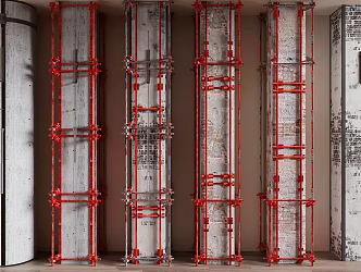 Industrial Columns Cement Columns Damaged Columns Industrial Wind Columns Scaffolding Concrete Columns 3d model