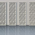 Four Modern Decorative Casement Windows With Intricate Patterns And Clear Reflections 3d model