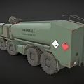 Green Military Fuel Truck With Multi Wheel Design And Flammable Sign