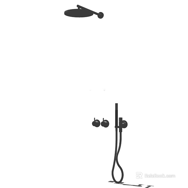 Modern Black Shower Head With Handheld Sprayer And Wall Mounted Bracket 3d model 