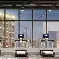 Modern Gym Fitness Space With Treadmills And City Skyline View For Daily Workouts