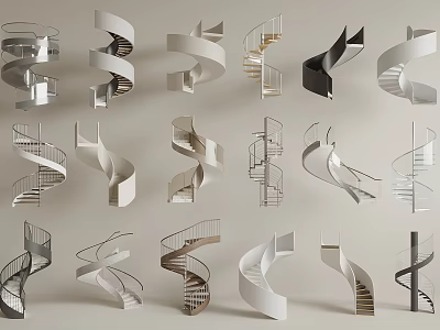 Collection of Modern Spiral Staircase Designs with Different Styles for Home Decor 3d model