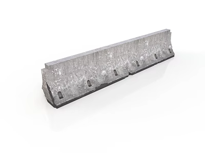 Long Rectangular Concrete Construction Component With Holes And Base Protrusions 3d model