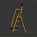 Yellow Four Step Sports Equipment Ladder With Black Non Slip Treads And Sturdy Yellow Frame