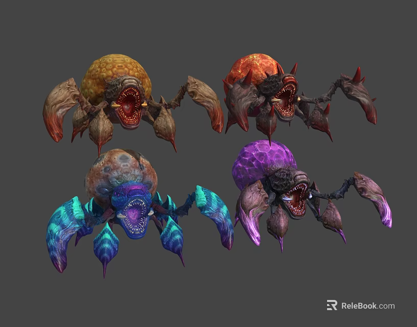 Colorful Fantasy Creature Designs With Multiple Monster Variations And Vibrant Features 3d model 