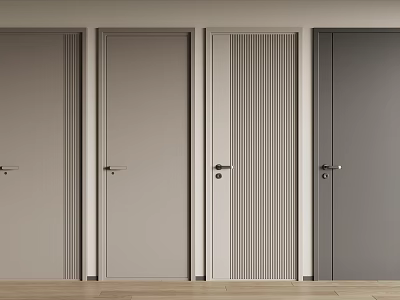 Modern Hinged Doors In Light Gray Beige And Textured Styles For Interior Design 3d model