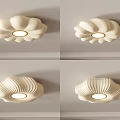 Ivory White Modern Petal Shaped Ceiling Light With Central Round Light 3d model
