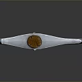 Traditional Axe With Metal Double Sharp Blades Wooden Handle And Red Straps