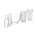 Stylish Modern Decorative Ornament Set With Vases Bowl Glass And Square Panel For Home Decor